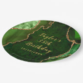 Assiettes En Carton Marbre vert et or Agate Anniversaire (Angle)