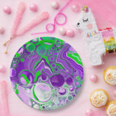 Assiettes En Carton Marbre vert pourpre et citron vert (Fête)