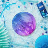 Assiettes En Carton Marbre violet exotique (Fête)