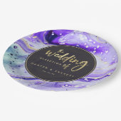 Assiettes En Carton Marbre violet incky éclaboussé avec Mariage Gold L (Angle)