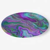 Assiettes En Carton Marbre violet, vert et bleu Fluid Art (Angle)