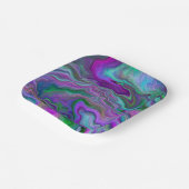 Assiettes En Carton Marbre violet, vert et bleu Fluid Art (Angulaire)