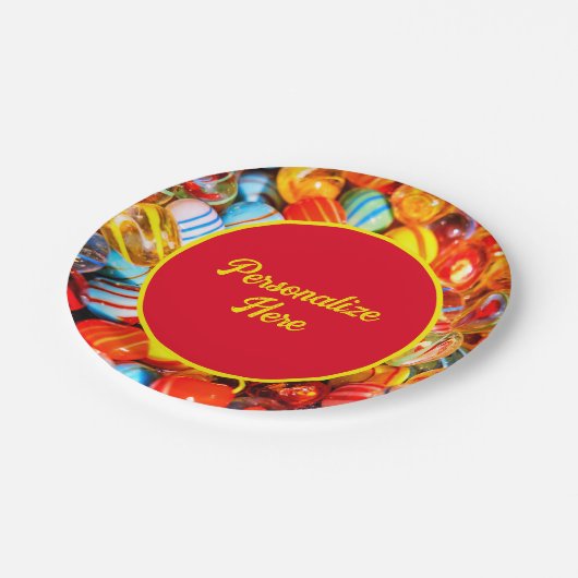 Assiettes En Carton Marbres de verre coloré (Angle)