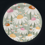 Assiettes En Carton Marché aux Fleurs Tokyo Retro Daisies Sage Green<br><div class="desc">Marché aux fleurs Tokyo : art floral - imprimé fleurs - vert sauge - marguerites rétro.</div>