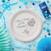 Assiettes En Carton Marché de fleurs roses Fête de mariage fraîche et (Fête)