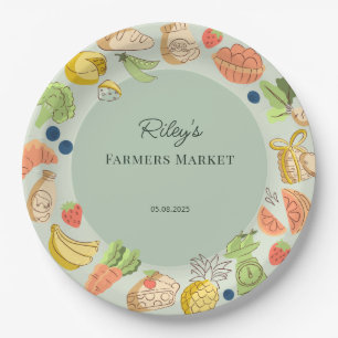 Assiettes En Carton Marché des agriculteurs verts Ferme Anniversaire f