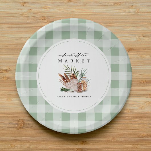 Assiettes En Carton Marché fermier Gingham Shower de mariage