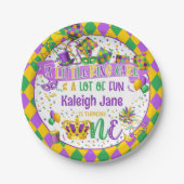 Assiettes En Carton Mardi Gras 1er anniversaire (King Cake & Fun) (Devant)