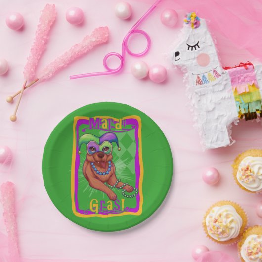 Assiettes En Carton Mardi Gras Chien (Fête)