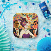 Assiettes En Carton Mardi Gras Cocktail Party du milieu du siècle (Fête)