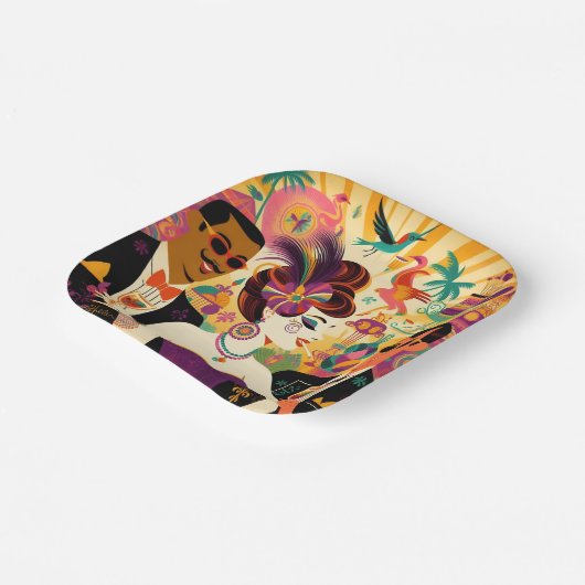 Assiettes En Carton Mardi Gras Cocktail Party du milieu du siècle (Angulaire)