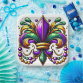 Assiettes En Carton Mardi Gras Fleur de lis (Fête)