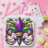 Assiettes En Carton Mardi Gras Fleur de lis (Fête)