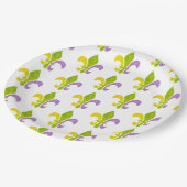Assiettes En Carton Mardi Gras Fleur de Lis blanc (Angle)