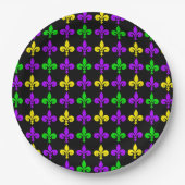 Assiettes En Carton Mardi Gras Fleur de Lis Motif (Devant)
