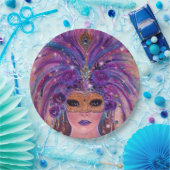 Assiettes En Carton Mardi Gras imaginaire femme masquée par Renee Lavo (Fête)