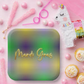 Assiettes En Carton Mardi Gras Jaune, Violet, Vert (Fête)