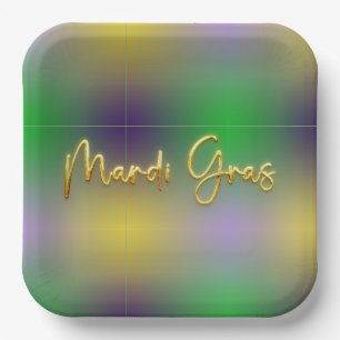 Assiettes En Carton Mardi Gras Jaune, Violet, Vert