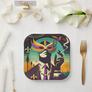 Assiettes En Carton Mardi Gras L'Homme Fumeur