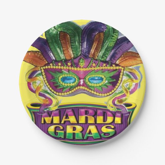 Assiettes En Carton Mardi Gras Mardi New Orleans Plaques Papier (Devant)