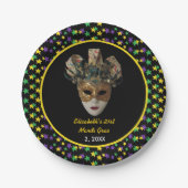 Assiettes En Carton Mardi Gras Masque 21e fête d'anniversaire (Devant)
