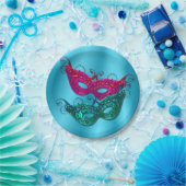 Assiettes En Carton Mardi Gras Masquerade Mascates Plaques de papier (Fête)