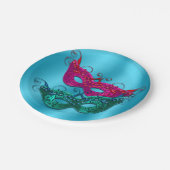 Assiettes En Carton Mardi Gras Masquerade Mascates Plaques de papier (Angle)