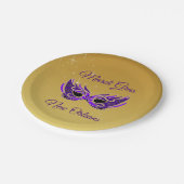 Assiettes En Carton Mardi Gras New Orleans Masque sur or (Angle)