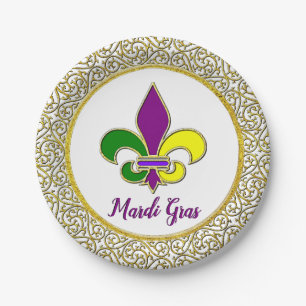 Assiettes En Carton Mardi Gras Nouvelle-Orléans Fleur de lis