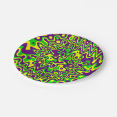 Assiettes En Carton [Mardi Gras OpArt] Jaune violet vert (Angle)