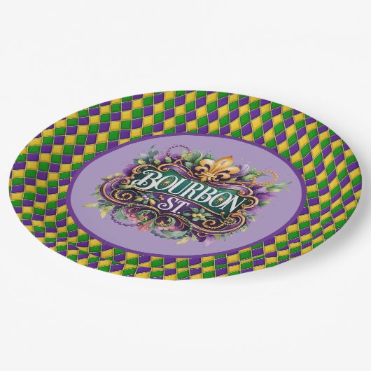 Assiettes En Carton Mardi Gras Paper Plate (Angle)