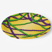 Assiettes En Carton Mardi Gras Perles violettes et vertes (Angle)