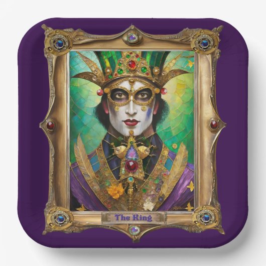 Assiettes En Carton Mardi Gras Realm Portraits - Le Roi (Recto)