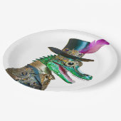 Assiettes En Carton Mardi Gras Steampunk Party Animal Alligator (Angle)