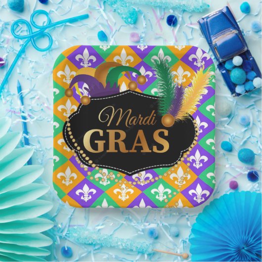 Assiettes En Carton Mardi Grass Fleur de Lis (Fête)