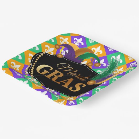 Assiettes En Carton Mardi Grass Fleur de Lis (Angulaire)