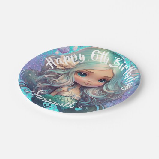 Assiettes En Carton Mare Sirène Océan bleu (Angle)