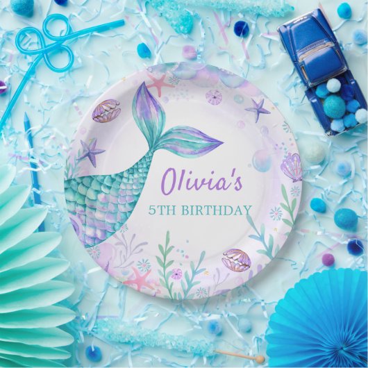 Assiettes En Carton Marée de sirène sous la mer fête d'anniversaire (Fête)