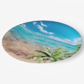 Assiettes En Carton Marées Turquoise Tropical Palm Tree Beach Mariage (Angle)