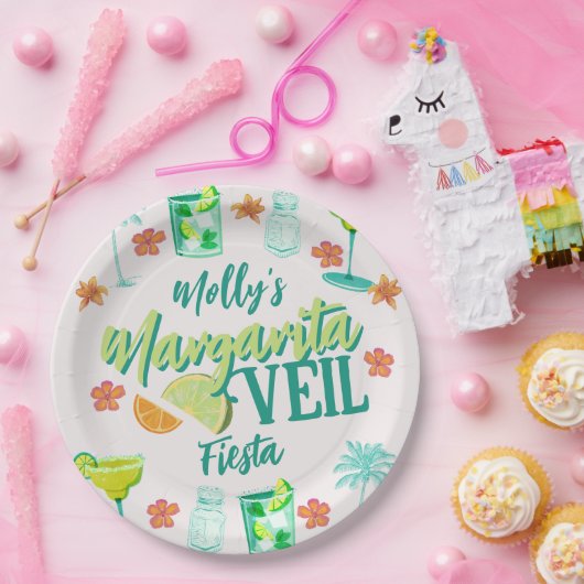 Assiettes En Carton Margarita Veil Bachelorette Party Illustré (Fête)