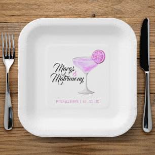 Assiettes En Carton Marges et mariage rose Margarita Fête des mariées