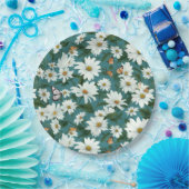 Assiettes En Carton Marguerites blanches et papillons (Fête)