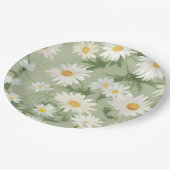 Assiettes En Carton Marguerites blanches sur vert (Angle)