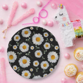 Assiettes En Carton Marguerites en noir (Fête)