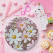 Assiettes En Carton Marguerites roses et blanches d'été (Fête)