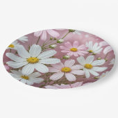 Assiettes En Carton Marguerites roses et blanches d'été (Angle)