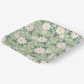 Assiettes En Carton Marguerites sur l'Arrière - plan vert Pastel (Angulaire)