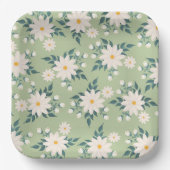 Assiettes En Carton Marguerites sur l'Arrière - plan vert Pastel (Recto)