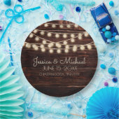 Assiettes En Carton Mariage à cordes de bois rustique (Fête)