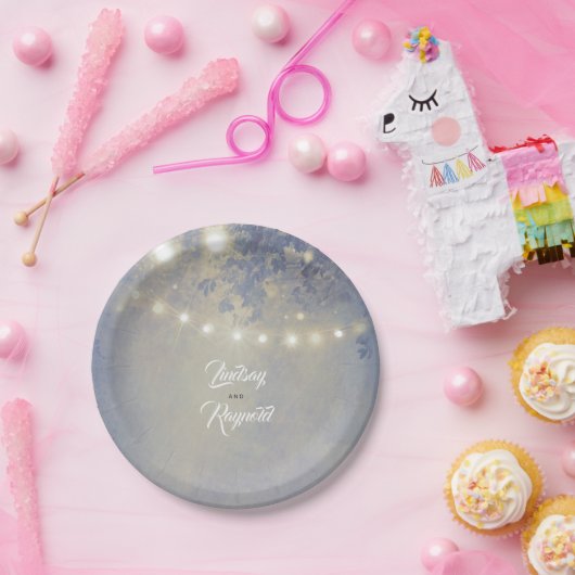 Assiettes En Carton Mariage à cordes rustique bleu foncé (Fête)